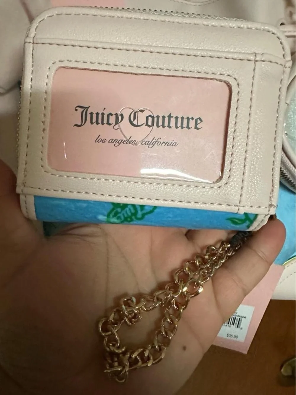 Juicy Couture “Retro Juicy Cherry Tote” Gelato Daydreamer &Wallet Set, blue/pink